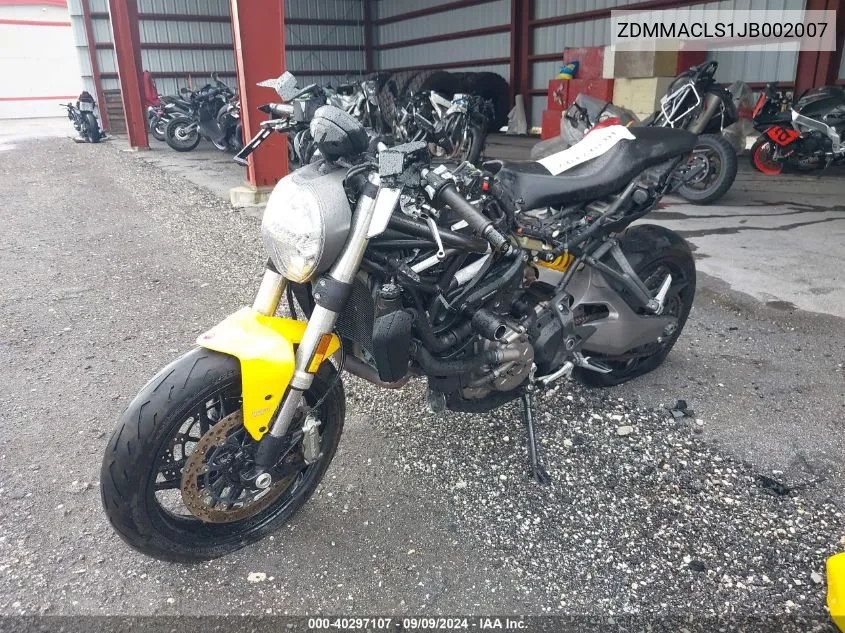 ZDMMACLS1JB002007 2018 Ducati Monster 821