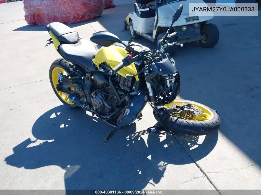 2018 Yamaha Mt07 C VIN: JYARM27Y0JA000333 Lot: 40301136