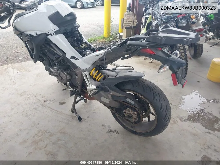 2018 Ducati Multistrada 1260/1260 S/1260 S Dlair/ VIN: ZDMAAEKW8JB000323 Lot: 40317980