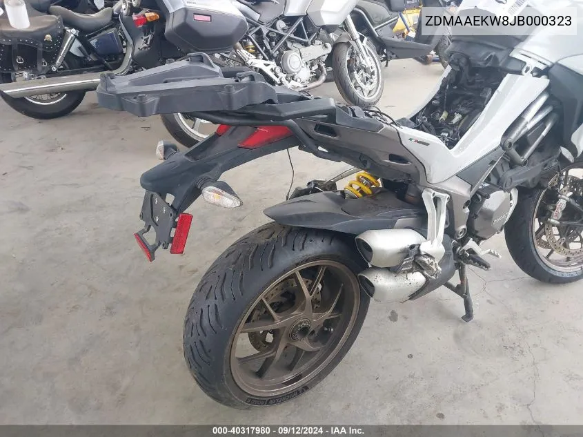 2018 Ducati Multistrada 1260/1260 S/1260 S Dlair/ VIN: ZDMAAEKW8JB000323 Lot: 40317980