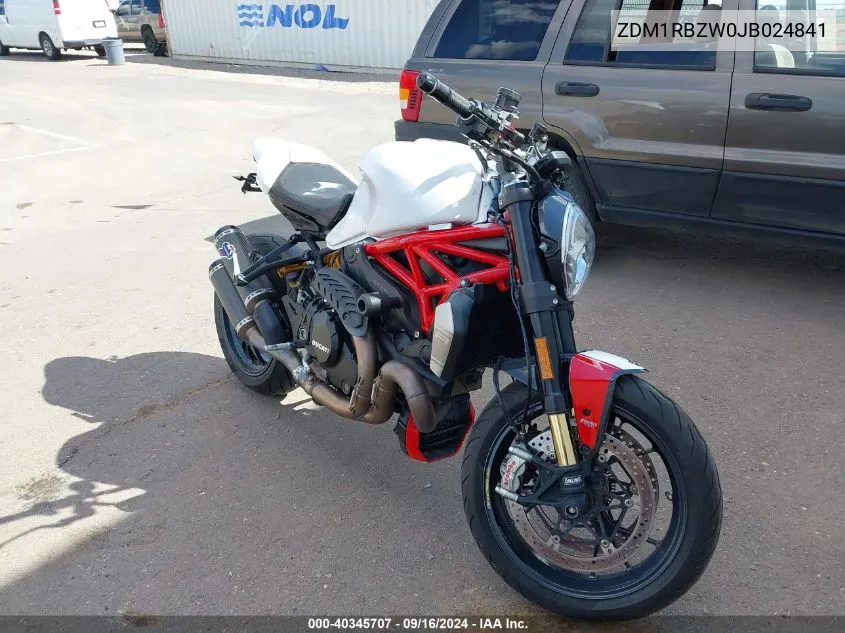 2018 Ducati Monster 1200 R VIN: ZDM1RBZW0JB024841 Lot: 40345707