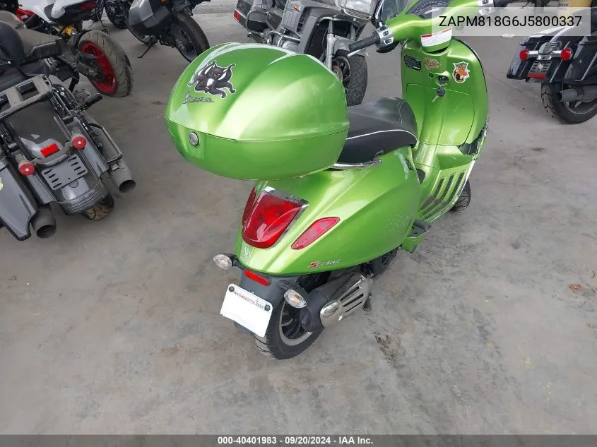 2018 Vespa Sprint 150 3V VIN: ZAPM818G6J5800337 Lot: 40401983