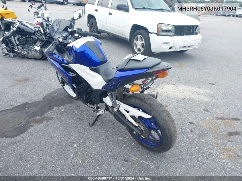 2018 Yamaha Yzfr3 VIN: MH3RH06Y0JK017904 Lot: 40480717