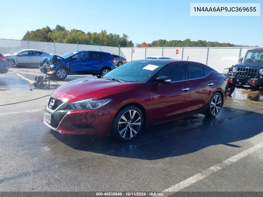 2018 Niss Maxima Sl 3.5 Sl VIN: 1N4AA6AP9JC369655 Lot: 40535649