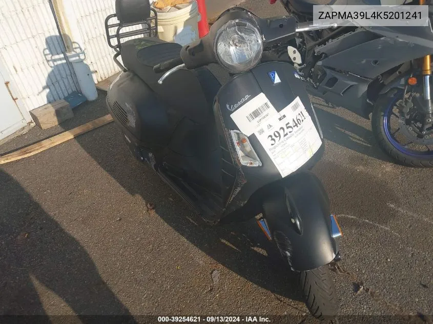 2019 Vespa Gts 300 Super VIN: ZAPMA39L4K5201241 Lot: 39254621