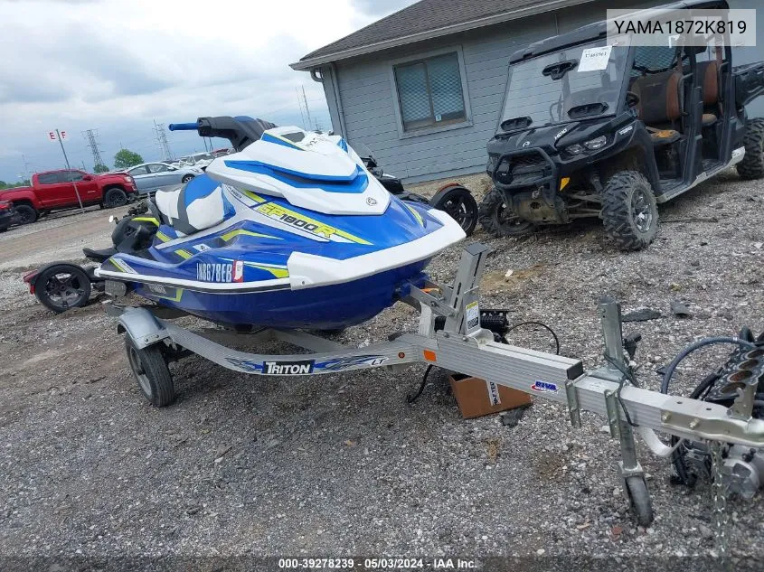 2019 Yamaha Gp1800 VIN: YAMA1872K819 Lot: 39278239