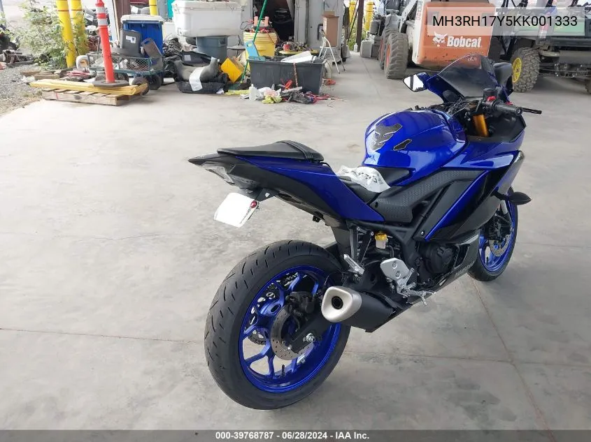 2019 Yamaha Yzfr3 VIN: MH3RH17Y5KK001333 Lot: 39768787