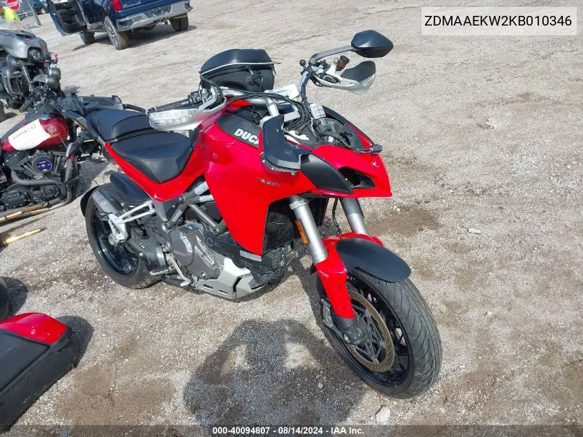 ZDMAAEKW2KB010346 2019 Ducati Multistrada 1260/1260 S/1260 S Dlair/1260 Pikes Peak