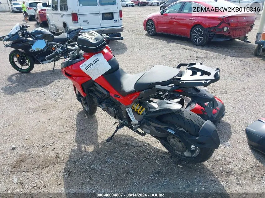 ZDMAAEKW2KB010346 2019 Ducati Multistrada 1260/1260 S/1260 S Dlair/1260 Pikes Peak