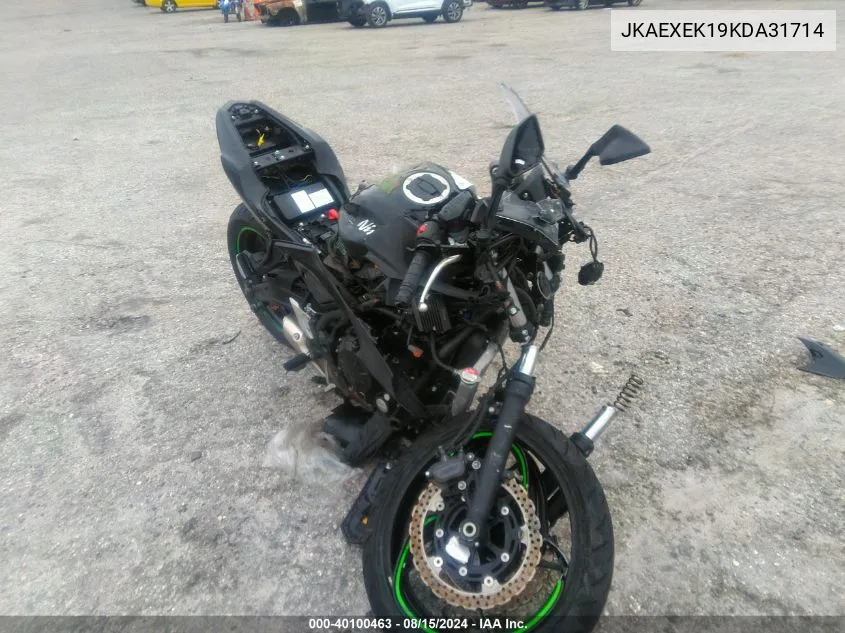 2019 Kawasaki Ex650 F VIN: JKAEXEK19KDA31714 Lot: 40100463