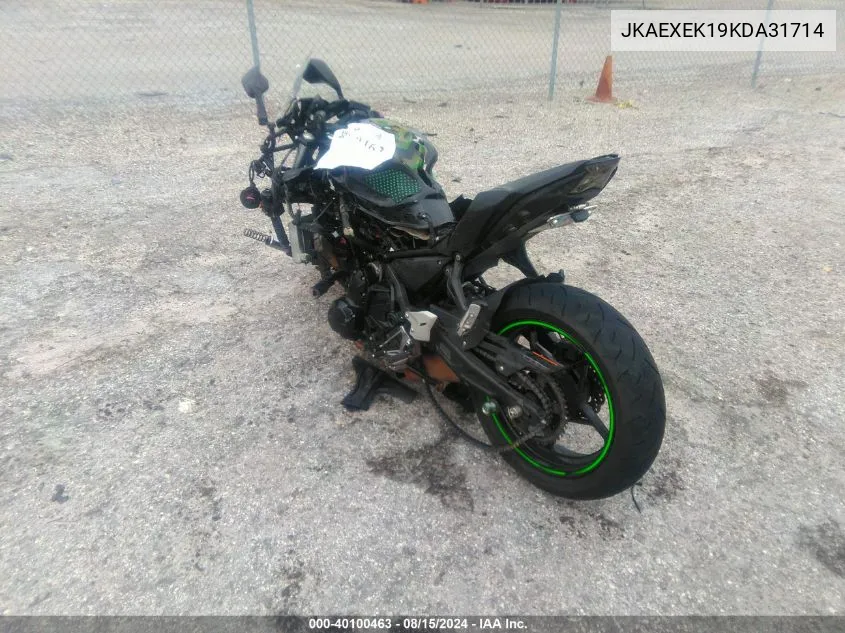 2019 Kawasaki Ex650 F VIN: JKAEXEK19KDA31714 Lot: 40100463