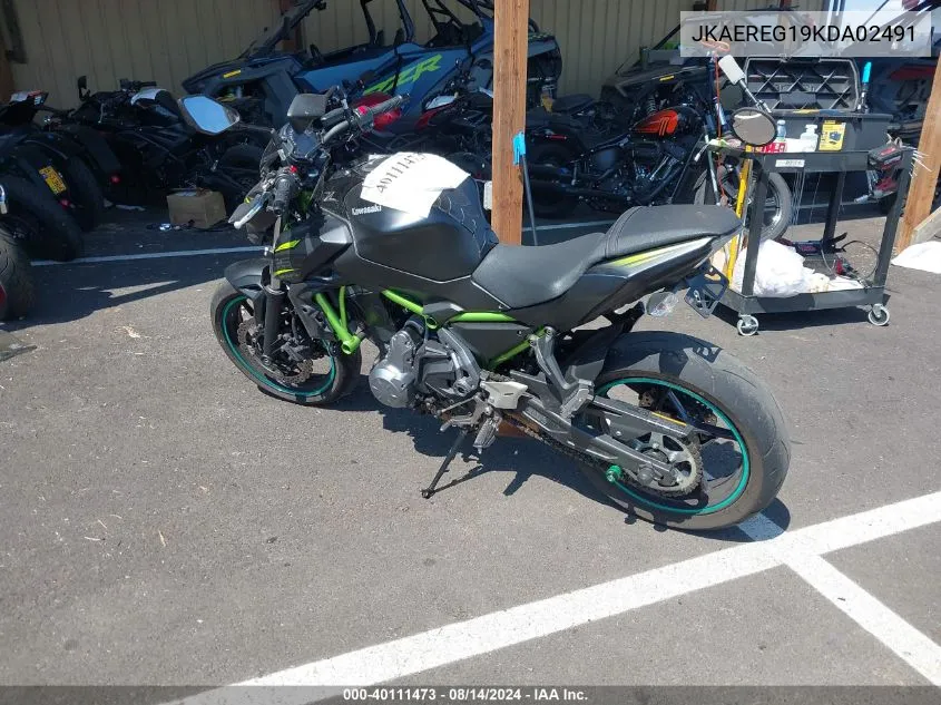 2019 Kawasaki Er650 G VIN: JKAEREG19KDA02491 Lot: 40111473