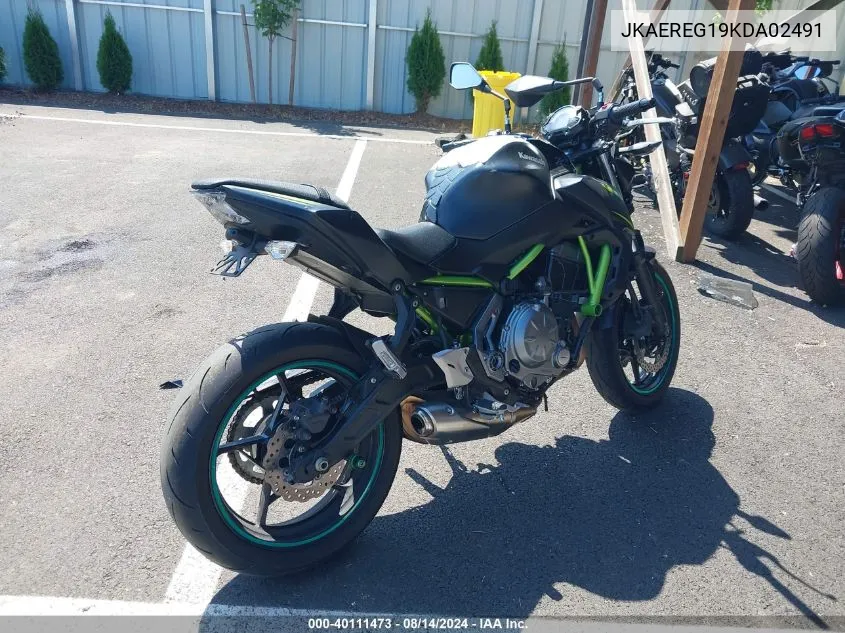 2019 Kawasaki Er650 G VIN: JKAEREG19KDA02491 Lot: 40111473