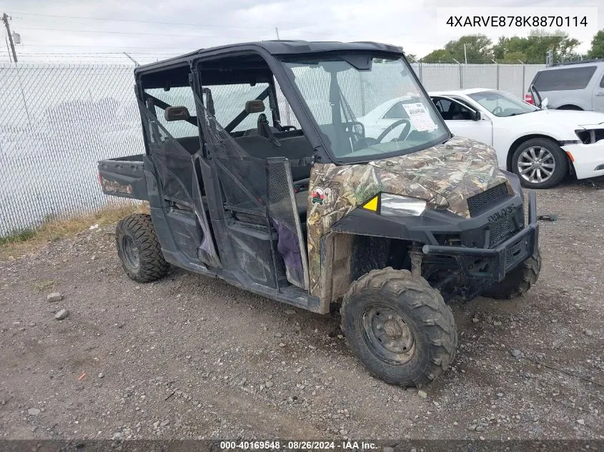 2019 Polaris Ranger Crew Xp 900 Eps VIN: 4XARVE878K8870114 Lot: 40169548