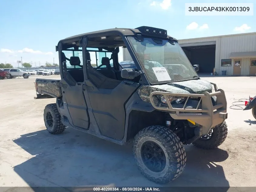 2019 Can-Am Defender Max VIN: 3JBUCAP43KK001309 Lot: 40200384