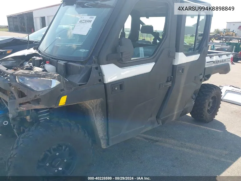 2019 Polaris Ranger Crew Xp 1000 Eps Northstar Edition VIN: 4XARSU994K8898849 Lot: 40228599