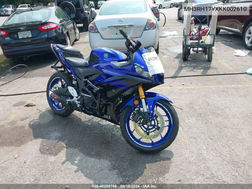 2019 Yamaha Yzfr3 VIN: MH3RH17YXKK002610 Lot: 40288766