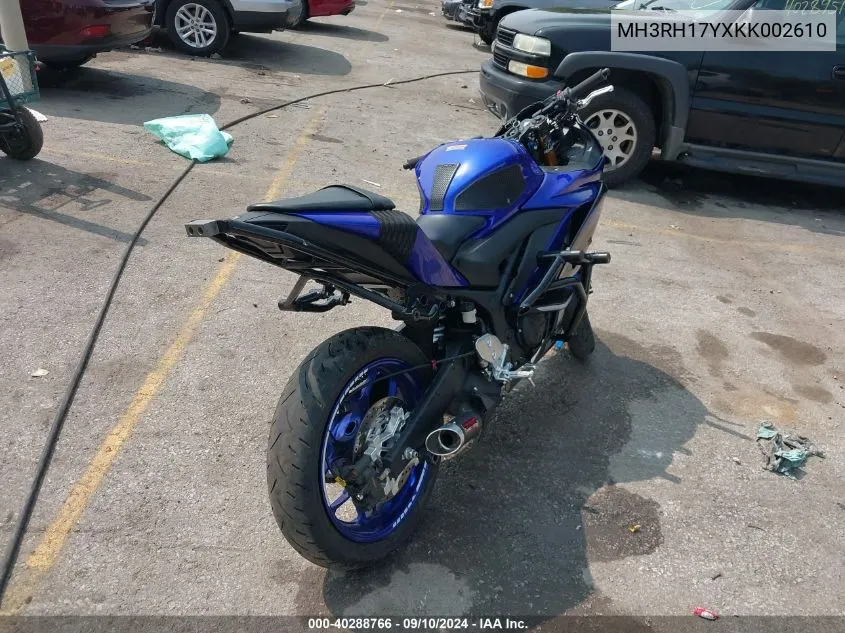 2019 Yamaha Yzfr3 VIN: MH3RH17YXKK002610 Lot: 40288766