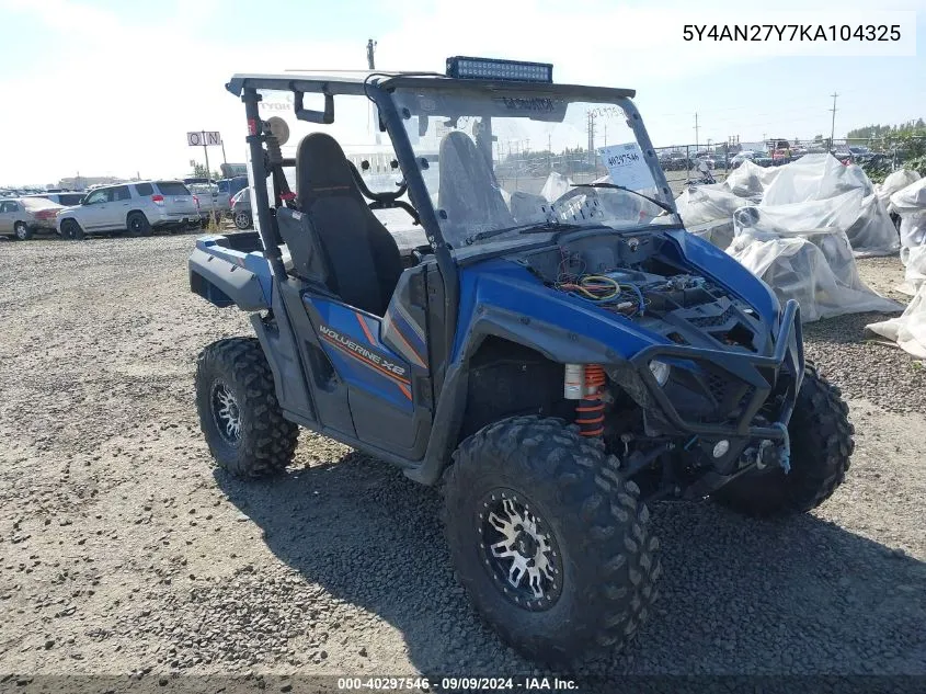 2019 Yamaha Yxe850 VIN: 5Y4AN27Y7KA104325 Lot: 40297546