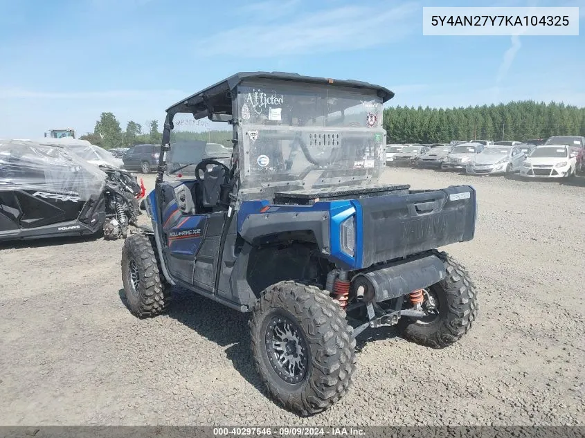 2019 Yamaha Yxe850 VIN: 5Y4AN27Y7KA104325 Lot: 40297546