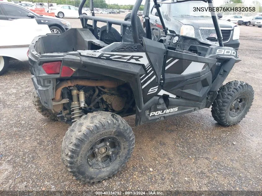 2019 Polaris Rzr S 900 Eps VIN: 3NSVBE876KH832058 Lot: 40334792