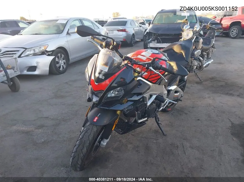 ZD4KGU005KS001152 2019 Aprilia Tuono V4 1100 Rr