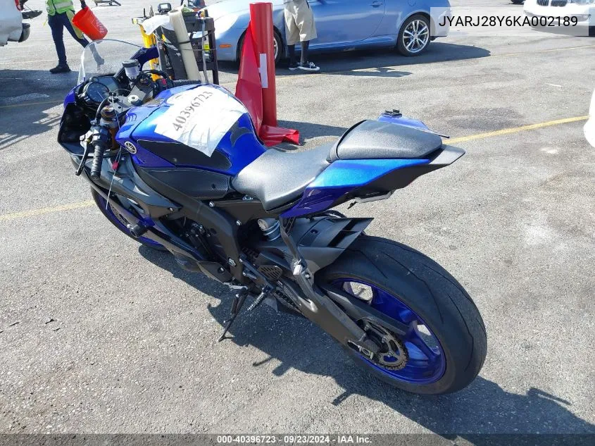 2019 Yamaha Yzfr6 C VIN: JYARJ28Y6KA002189 Lot: 40396723