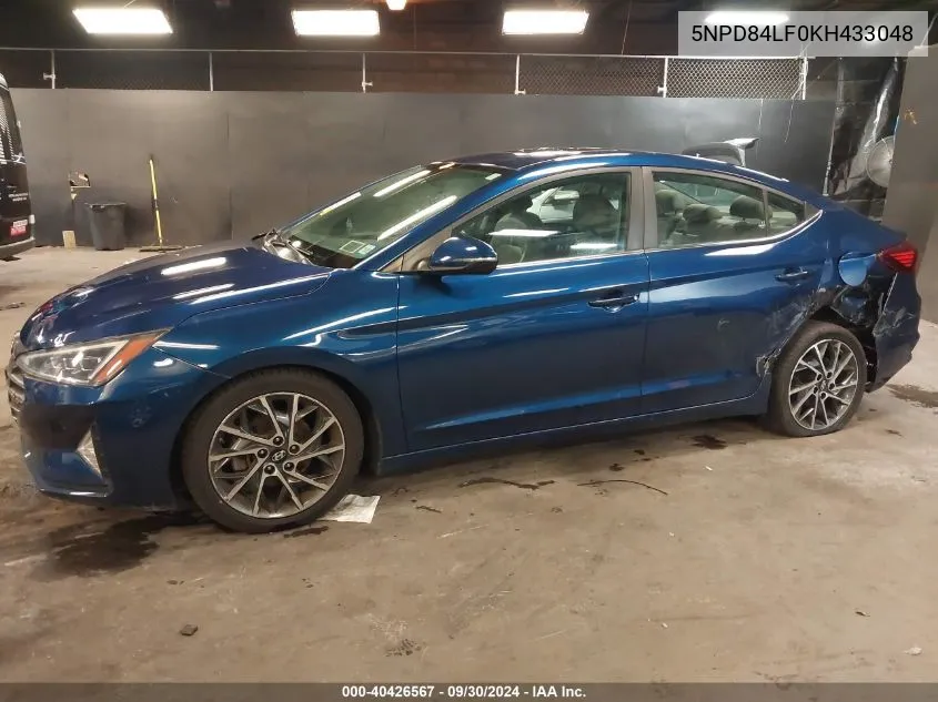 2019 Hyun Elantra Limited Auto Sel/Value/Limited VIN: 5NPD84LF0KH433048 Lot: 40426567