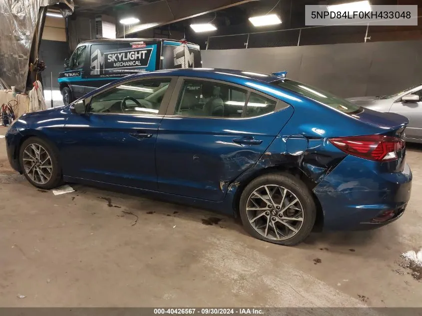 2019 Hyun Elantra Limited Auto Sel/Value/Limited VIN: 5NPD84LF0KH433048 Lot: 40426567