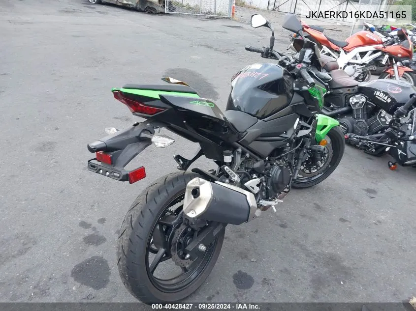 2019 Kawasaki Er400 D VIN: JKAERKD16KDA51165 Lot: 40428427