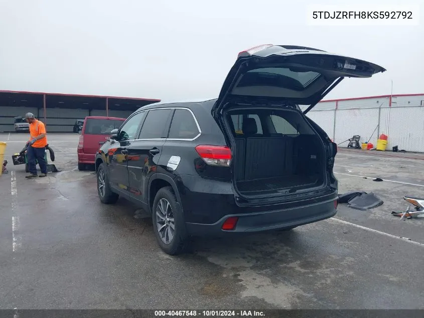 2019 Toyt Highlander Se Xle VIN: 5TDJZRFH8KS592792 Lot: 40467548