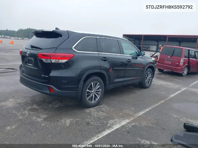 2019 Toyt Highlander Se Xle VIN: 5TDJZRFH8KS592792 Lot: 40467548