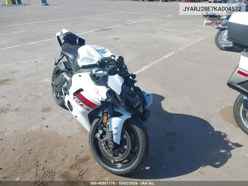 2019 Yamaha Yzfr6 VIN: JYARJ28E7KA004572 Lot: 40501178