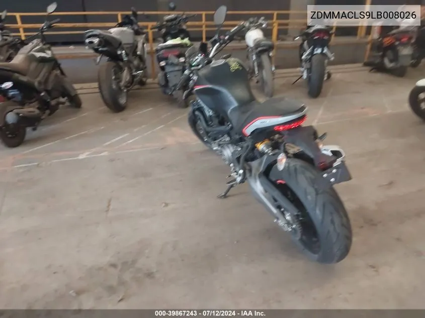 2020 Ducati Monster 821 VIN: ZDMMACLS9LB008026 Lot: 39867243