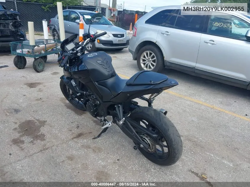 2020 Yamaha Mt-03 VIN: MH3RH20Y9LK002955 Lot: 40086447