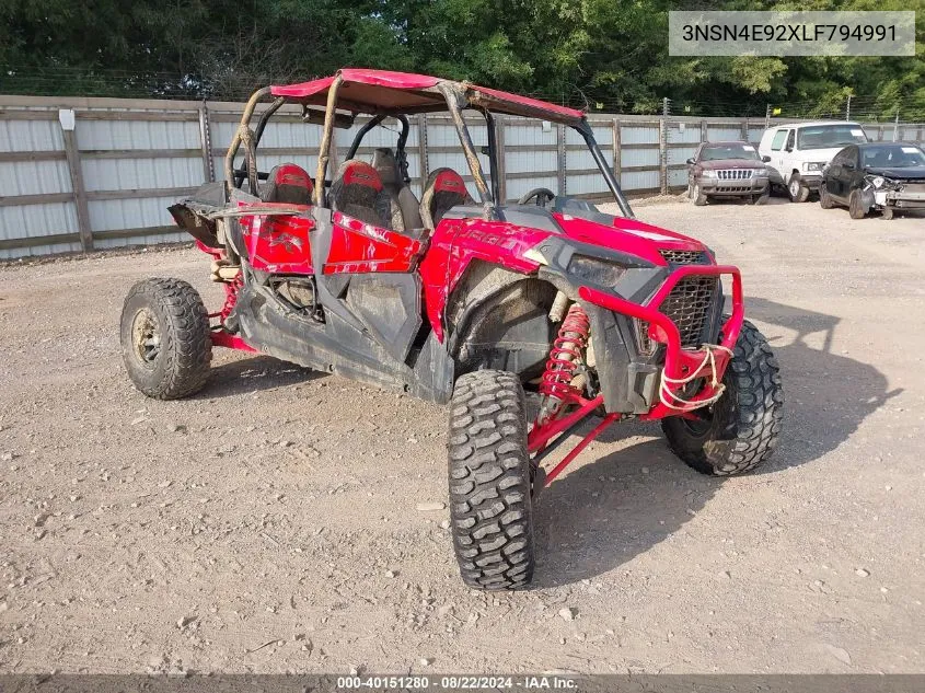 2020 Polaris Rzr Xp 4 Turbo VIN: 3NSN4E92XLF794991 Lot: 40151280