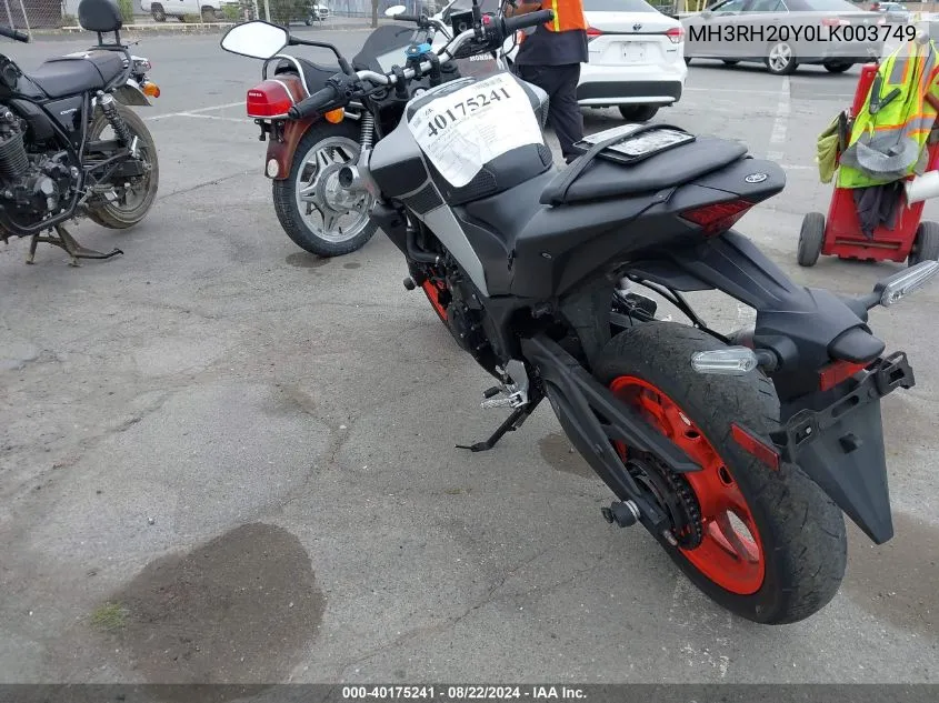 2020 Yamaha Mt-03 VIN: MH3RH20Y0LK003749 Lot: 40175241