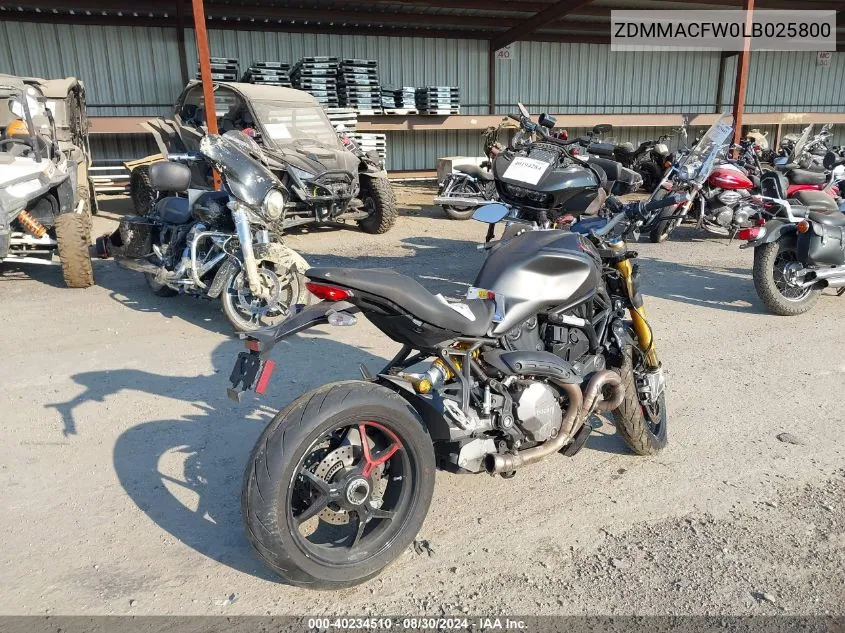 2020 Ducati Monster 1200 VIN: ZDMMACFW0LB025800 Lot: 40234510