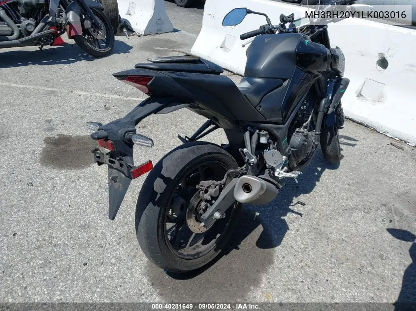 2020 Yamaha Mt-03 VIN: MH3RH20Y1LK003016 Lot: 40281649