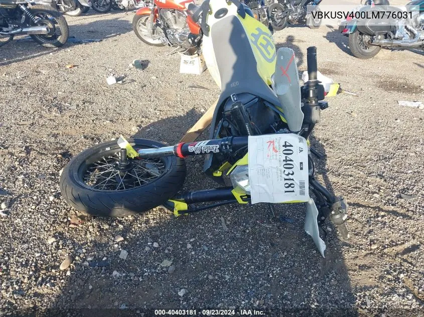 2020 Husqvarna Supermoto 701 VIN: VBKUSV400LM776031 Lot: 40403181