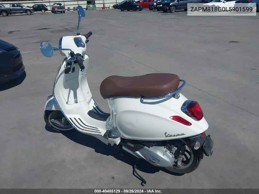 2020 Vespa Primavera VIN: ZAPM818G0L5901599 Lot: 40455129