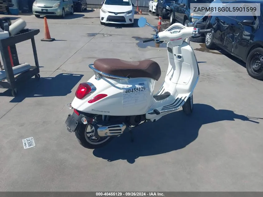 2020 Vespa Primavera VIN: ZAPM818G0L5901599 Lot: 40455129