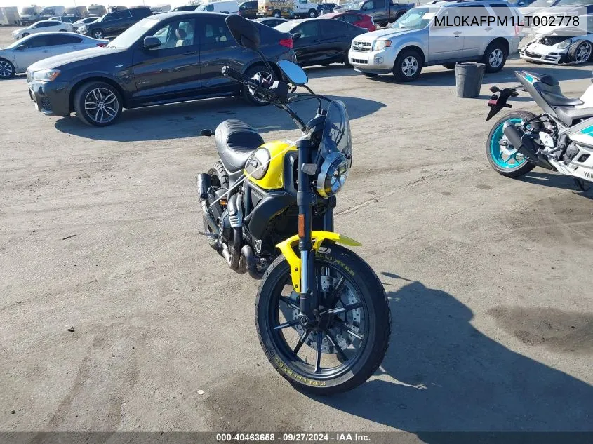 2020 Ducati Scrambler Desert Sled VIN: ML0KAFPM1LT002778 Lot: 40463658