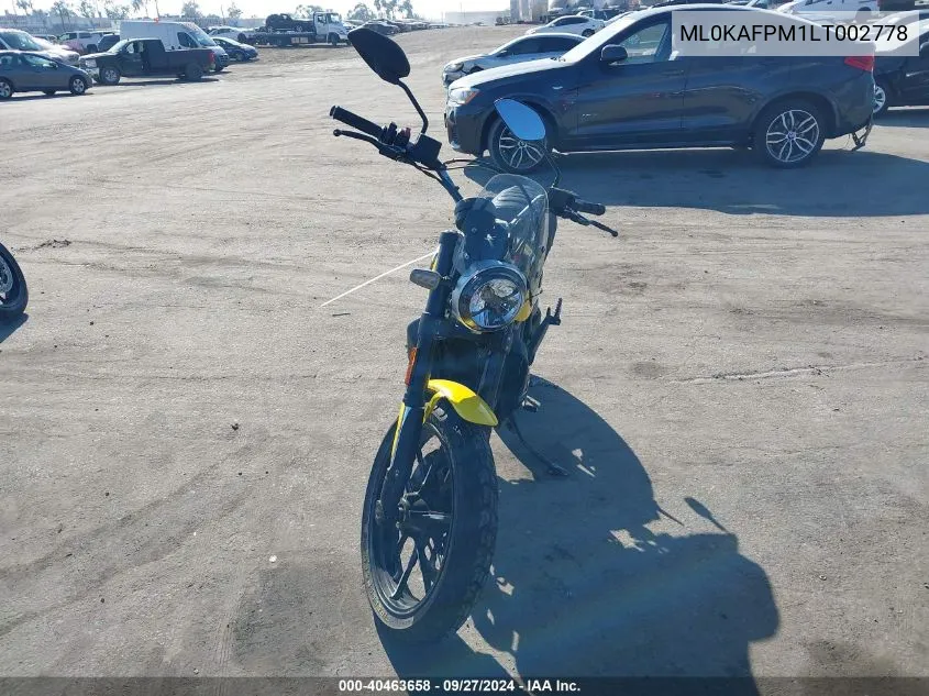 2020 Ducati Scrambler Desert Sled VIN: ML0KAFPM1LT002778 Lot: 40463658