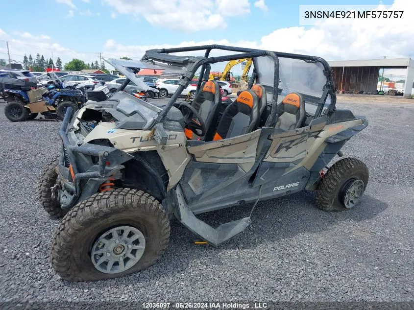 2021 Polaris Rzr Xp 4 Turbo VIN: 3NSN4E921MF575757 Lot: 12036097