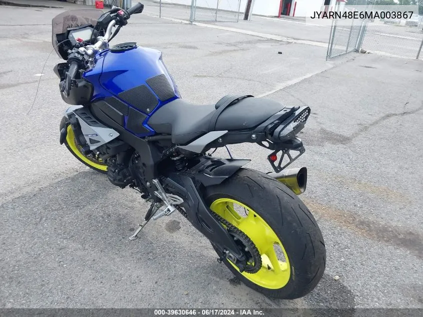 2021 Yamaha Mtn1000 VIN: JYARN48E6MA003867 Lot: 39630646