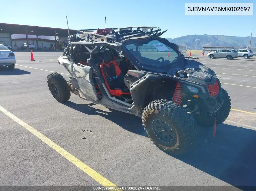 2021 Can-Am Maverick X3 Max X Rs Turbo Rr VIN: 3JBVNAV26MK002697 Lot: 39760006