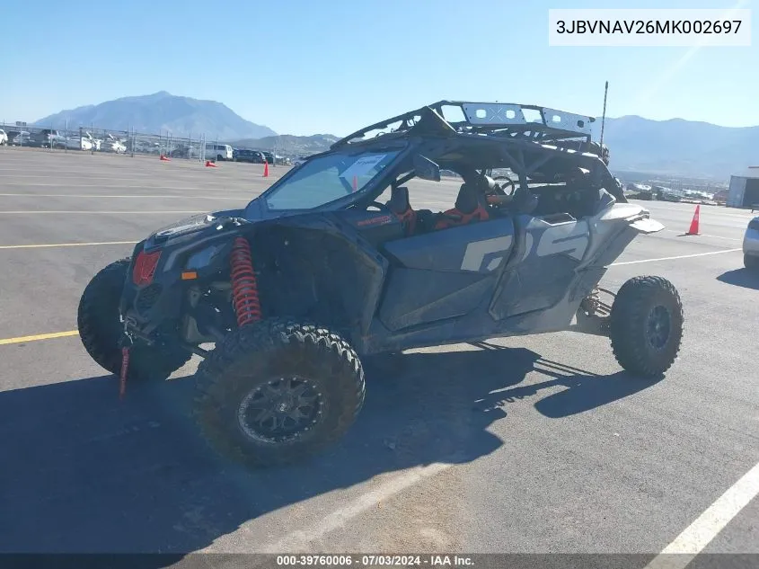 2021 Can-Am Maverick X3 Max X Rs Turbo Rr VIN: 3JBVNAV26MK002697 Lot: 39760006