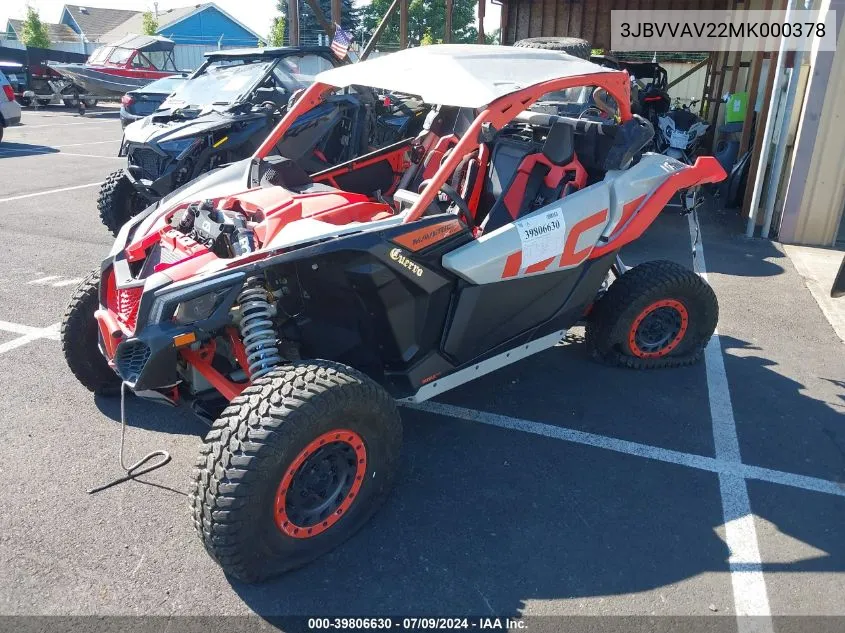 2021 Can-Am Maverick X3 X Rc Turbo Rr VIN: 3JBVVAV22MK000378 Lot: 39806630