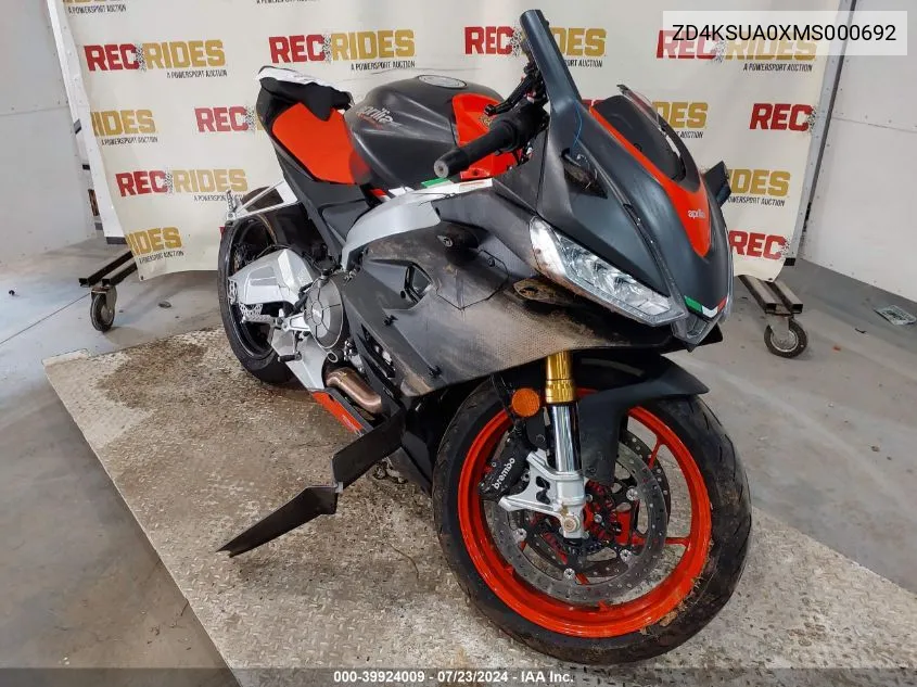 2021 Aprilia Rs 660 VIN: ZD4KSUA0XMS000692 Lot: 39924009